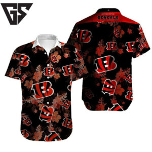 Cincinnati Bengals Midnight Bloom Hawaiian Shirt Cincinnati Bengals Midnight Bloom Hawaiian Shirt