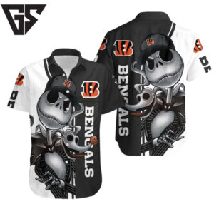 Cincinnati Bengals Nightmare Skull Hawaiian Shirt Cincinnati Bengals Nightmare Skull Hawaiian Shirt