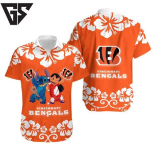 Cincinnati Bengals Ohana Floral Hawaiian Shirt Cincinnati Bengals Ohana Floral Hawaiian Shirt