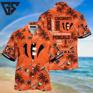 Cincinnati Bengals Palm Touchdown Hawaiian Shirt Cincinnati Bengals Palm Touchdown Hawaiian Shirt