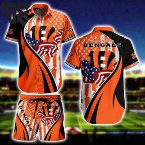 Cincinnati Bengals Stars & Stripes Hawaiian Shirt Cincinnati Bengals Stars & Stripes Hawaiian Shirt