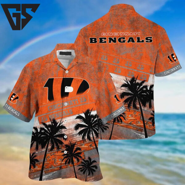 Cincinnati Bengals Sunset Palm View Hawaiian Shirt