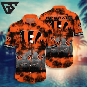 Cincinnati Bengals Sunset Tie-Dye Hawaiian Shirt Cincinnati Bengals Sunset Tie-Dye Hawaiian Shirt