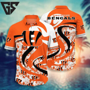 Cincinnati Bengals Swirling Wave Hawaiian Shirt Cincinnati Bengals Swirling Wave Hawaiian Shirt