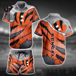 Cincinnati Bengals Tiger Strike Hawaiian Shirt Cincinnati Bengals Tiger Strike Hawaiian Shirt