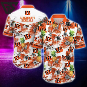 Cincinnati Bengals Tropical Blooms Hawaiian Shirt Cincinnati Bengals Tropical Blooms Hawaiian Shirt