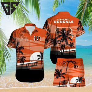 Cincinnati Bengals Tropical Sunset Hawaiian Shirt Cincinnati Bengals Tropical Sunset Hawaiian Shirt