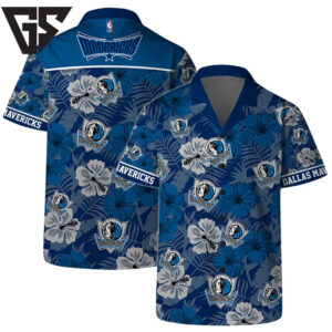 Dallas Mavericks Blue Floral Hibiscus Hawaiian Shirt