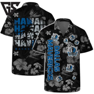 Dallas Mavericks Floral Blackout Hawaiian Shirt