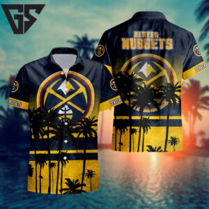 Denver Nuggets Sunset Palm Breeze Hawaiian Shirt Denver Nuggets Sunset Palm Breeze Hawaiian Shirt