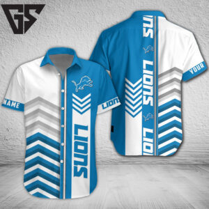 Detroit Lions Chevron Custom Hawaiian Shirt Detroit Lions Chevron Custom Hawaiian Shirt