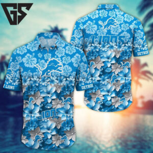 Detroit Lions Floral Blitz Hawaiian Shirt Detroit Lions Floral Blitz Hawaiian Shirt