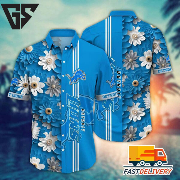 Detroit Lions Floral Burst Hawaiian Shirt