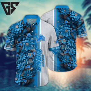 Detroit Lions Floral Divide Hawaiian Shirt Detroit Lions Floral Divide Hawaiian Shirt