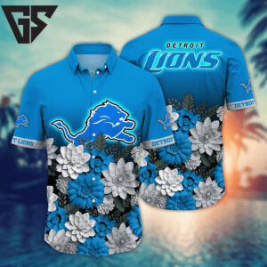 Detroit Lions Floral Fade Hawaiian Shirt Detroit Lions Floral Fade Hawaiian Shirt