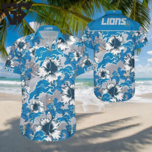 Detroit Lions Floral Stampede Hawaiian Shirt Detroit Lions Floral Stampede Hawaiian Shirt