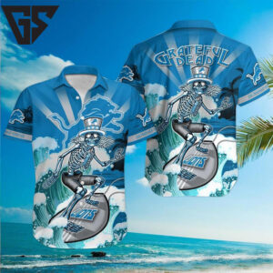Detroit Lions Grateful Dead Surfer Hawaiian Shirt Detroit Lions Grateful Dead Surfer Hawaiian Shirt