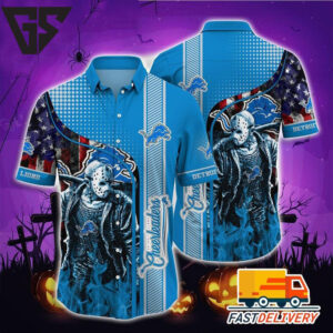 Detroit Lions Gridiron Horror Hawaiian Shirt Detroit Lions Gridiron Horror Hawaiian Shirt