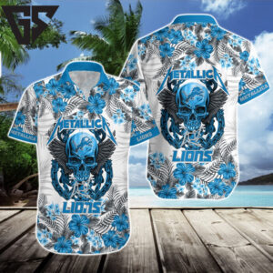 Detroit Lions Metallic Skull Aloha Shirt Detroit Lions Metallic Skull Aloha Shirt