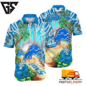 Detroit Lions Ocean Vibes Hawaiian Shirt Detroit Lions Ocean Vibes Hawaiian Shirt