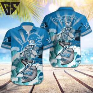 Detroit Lions Surfing Dead Hawaiian Shirt Detroit Lions Surfing Dead Hawaiian Shirt