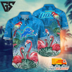 Detroit Lions Tropical Flamingo Hawaiian Shirt Detroit Lions Tropical Flamingo Hawaiian Shirt
