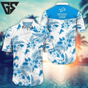 Detroit Lions White Tropics Hawaiian Shirt Detroit Lions White Tropics Hawaiian Shirt