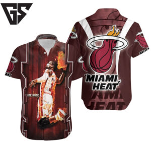 Dwyane Wade 3 Miami Heat Fire Slam Dunk Art Hawaiian Shirt