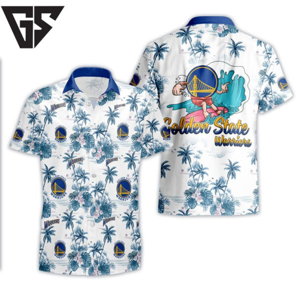 Golden State Warriors Surf & Palm Hawaiian Shirt