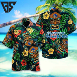 Golden State Warriors Tiki Paradise Hawaiian Shirt Golden State Warriors Tiki Paradise Hawaiian Shirt