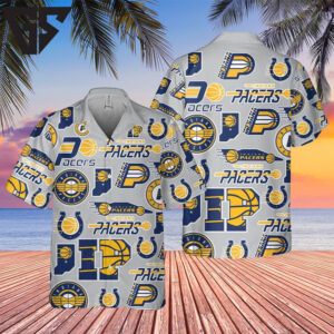 Indiana Pacers All-Over Print Tropical Hawaiian Shirt Indiana Pacers All-Over Print Tropical Hawaiian Shirt
