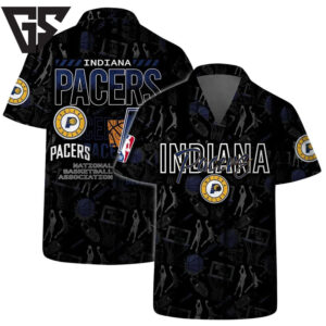Indiana Pacers NBA Court Style Hawaiian Shirt Indiana Pacers NBA Court Style Hawaiian Shirt