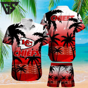 Kansas City Chiefs Beachside Palm Hawaiian Shirt Kansas City Chiefs Beachside Palm Hawaiian Shirt