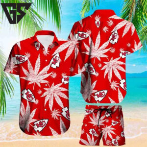 Kansas City Chiefs Bold Leaf Hawaiian Shirt Kansas City Chiefs Bold Leaf Hawaiian Shirt