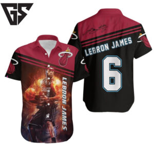Lebron James 6 Miami Heat Legend Dribbling Fire Hawaiian Shirt
