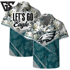 Let’s Go Philadelphia Eagles Team Logo Pattern Hawaiian Shirt