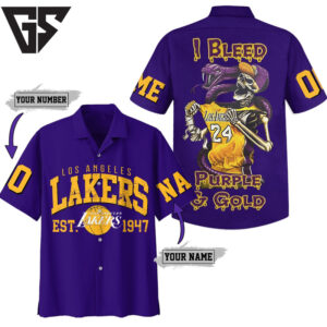 Los Angeles Lakers Bleed Gold & Purple Hawaiian Shirt Los Angeles Lakers Bleed Gold & Purple Hawaiian Shirt