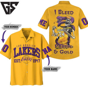 Los Angeles Lakers Bleed Purple & Gold Hawaiian Shirt Los Angeles Lakers Bleed Purple & Gold Hawaiian Shirt