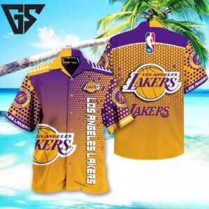 Los Angeles Lakers Dot Matrix Hawaiian Shirt Los Angeles Lakers Dot Matrix Hawaiian Shirt
