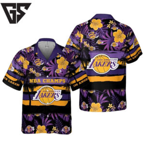 Los Angeles Lakers Floral Champs Hawaiian Shirt Los Angeles Lakers Floral Champs Hawaiian Shirt