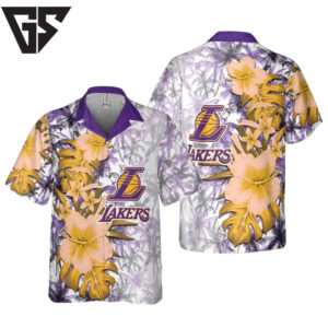 Los Angeles Lakers Hibiscus Breeze Hawaiian Shirt Los Angeles Lakers Hibiscus Breeze Hawaiian Shirt