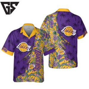 Los Angeles Lakers Purple Tropic Hawaiian Shirt Los Angeles Lakers Purple Tropic Hawaiian Shirt