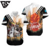 Miami Heat Big Three Chris Bosh Lebron James Dwyane Wade On Fire Hawaiian Shirt