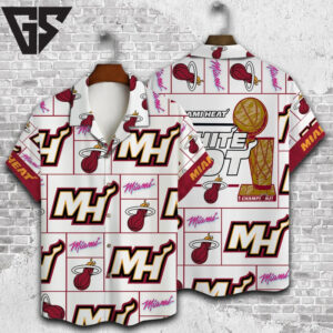 Miami Heat Championship Grid Hawaiian Shirt Miami Heat Championship Grid Hawaiian Shirt
