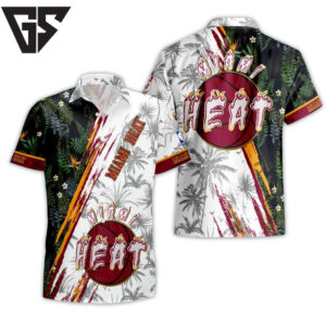Miami Heat Dynamic Palms Hawaiian Shirt Miami Heat Dynamic Palms Hawaiian Shirt