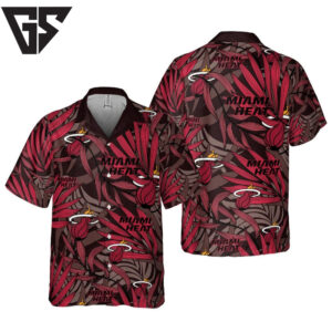 Miami Heat Fiery Leaves Hawaiian Shirt Miami Heat Fiery Leaves Hawaiian Shirt