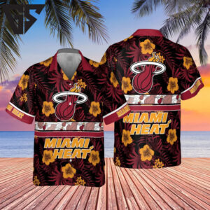Miami Heat Golden Hibiscus Hawaiian Shirt Miami Heat Golden Hibiscus Hawaiian Shirt