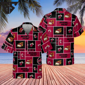Miami Heat Retro Grid Hawaiian Shirt Miami Heat Retro Grid Hawaiian Shirt