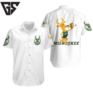 Milwaukee Bucks Classic White Button-Up Shirt Milwaukee Bucks Classic White Button-Up Shirt