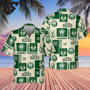 Milwaukee Bucks Logo Block Hawaiian Shirt Milwaukee Bucks Logo Block Hawaiian Shirt